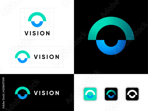 Vision logo.  Eyes clinic, ophthalmology emblem. Abstract  symbol as a eye. Corporate identity and web buttons.