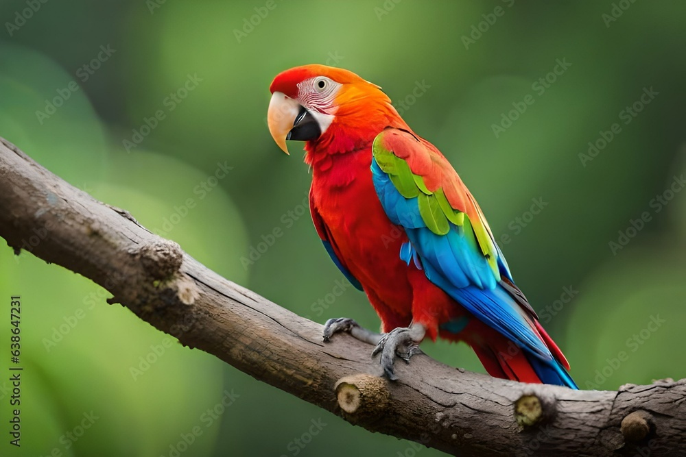 red and yellow macaw generated by al technology	