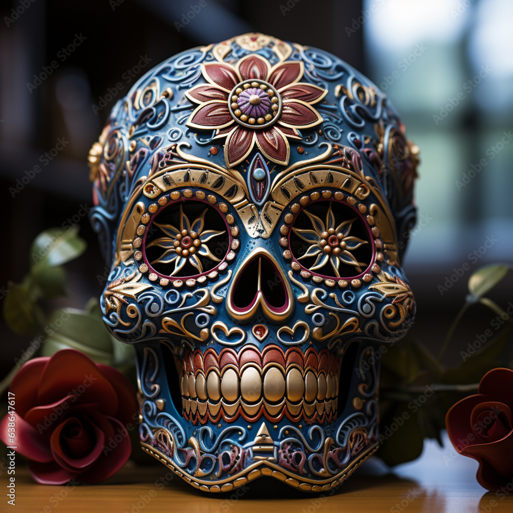 Fototapeta premium photograph of a mexican skull,day of the dead