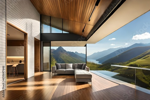 modern living room with a view generated by al technology 