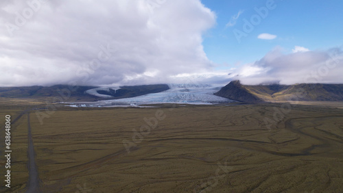 Fjallsarlon and Breidarlonis glacial lagoons in Iceland, on the southern end of Vatnajökull glacier. Vatnajokull Glacier is the largest glacier in Europe.