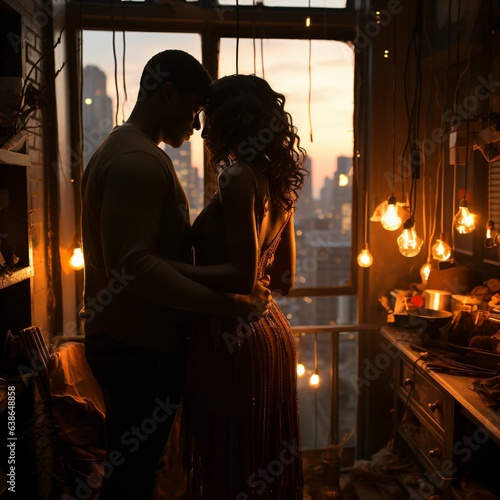 lovely couple silhouettes with canddles