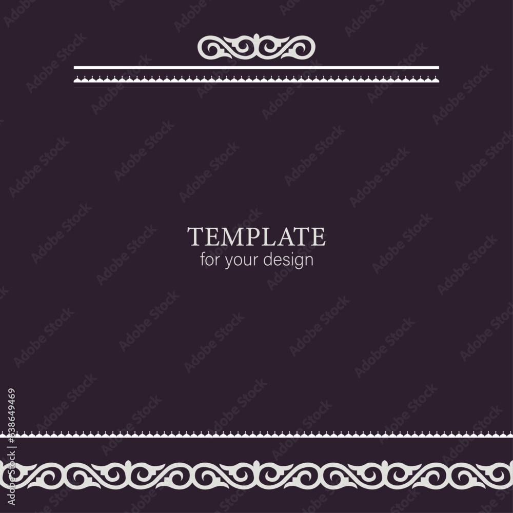 Template for your design. Ornamental elements and motifs of Kazakh, Kyrgyz, Uzbek, national Asian decor for packaging, boxes, banner and print design. Nomad style. Vector.	
