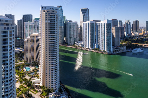 Aerial view over Brickell Key Miami © Anthony Giarrusso