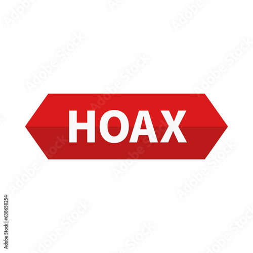 Hoax In Red Hexagonal Rectangle Shape For Fake Information
