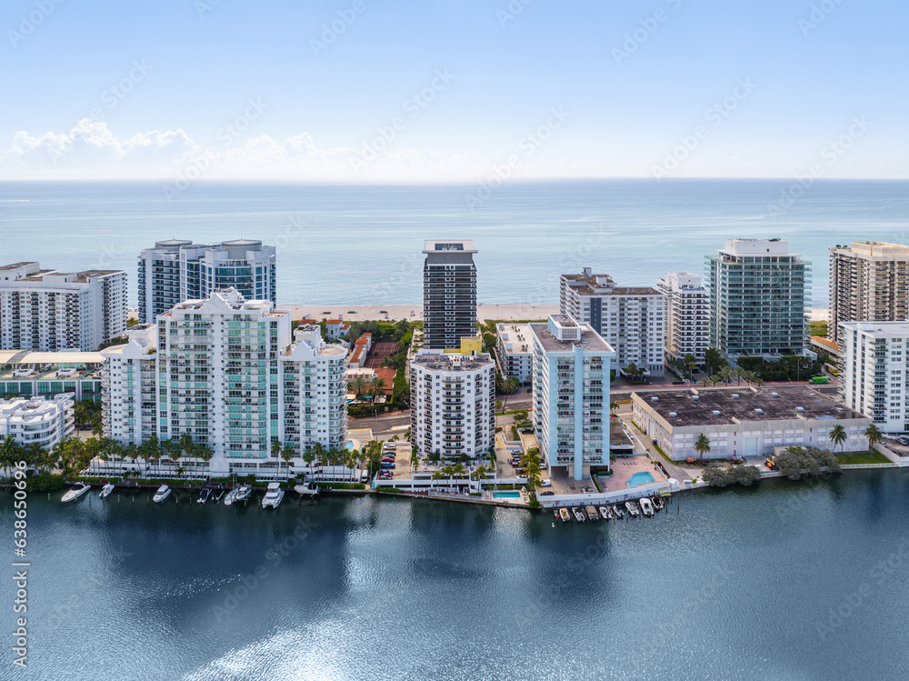 Aerial view from a drone over Miami Beach