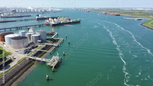 Aerial from the Rotterdam harbor in the Netherlands photo