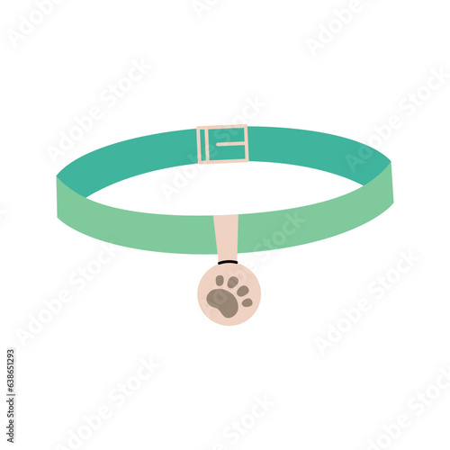 Animal collar, necklace. Animals accessories, pet toy supplies. Vector illustration.