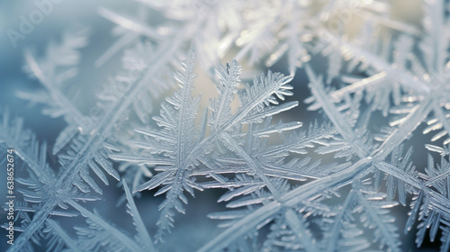 Macro Close-up of Frost Crystals on a Window