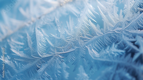 Macro Close-up of Frost Crystals on a Window
