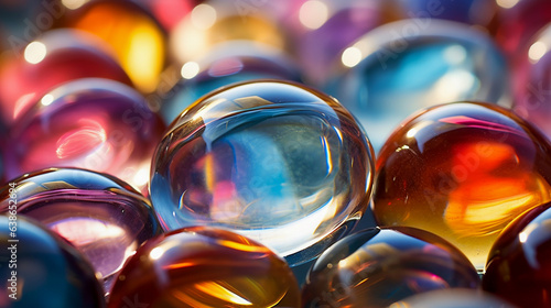 Macro Close-up of Glass Beads Catching The Light