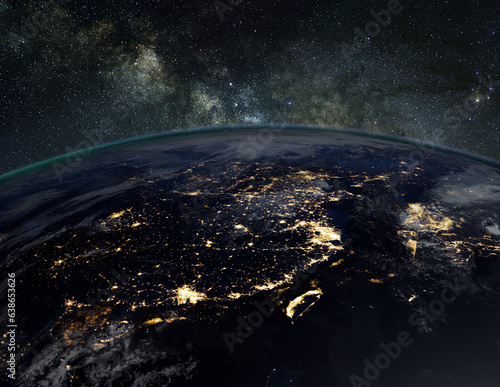 China at Night. Elements of this image furnished by NASA.