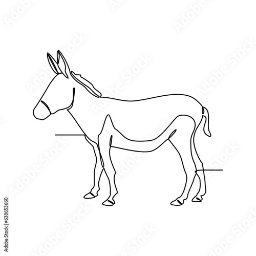 One continuous line drawing of Donkey animal vector illustration. Donkeys are fascinating creatures with a rich history and surprising intelligence. Animal themes for your business asset design.