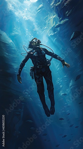 scuba diver in the underwater