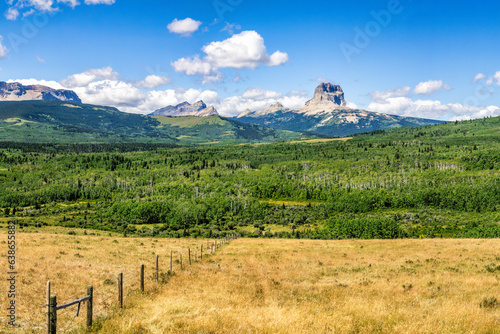 View of Chief Mountain in Glacier National Park. Chief Mountain has been a sacred mountain to the tribes of Native Americans in the US and First Nations in Canada. photo