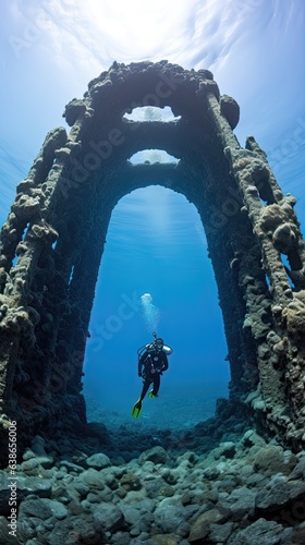 scuba diver and reef in the sea of dahab