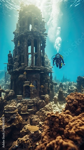 scuba diver and reef in the sea of dahab