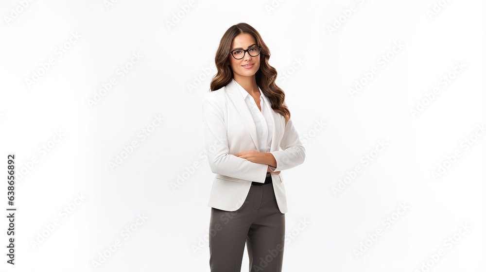 Businesswoman smiling at the camera. standing against white background. Businesswoman smiling at the camera. standing against white background.