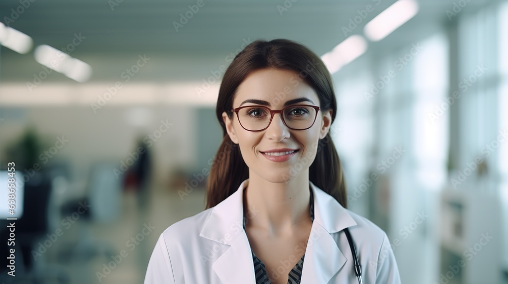 Fototapeta premium portrait of a smiling female doctor in hospital
