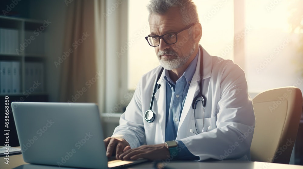 doctor working on laptop computer doctor working on laptop computer