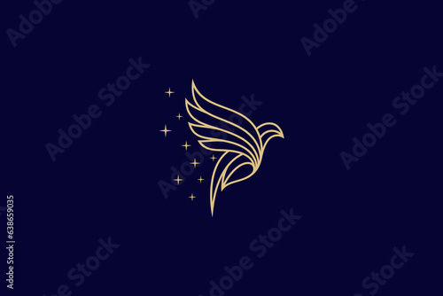 dove logo design decorated with blink with luxury line art style