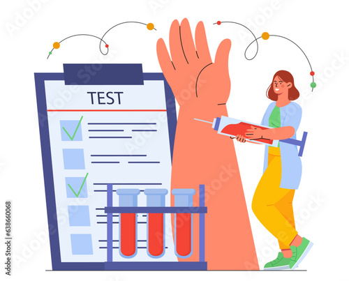 Woman with allergy tests vector concept