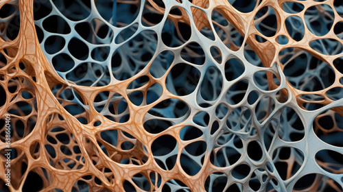 This is a high magnification image of microscopic bone cells. The cells appear as individual cells in a layered arrangement