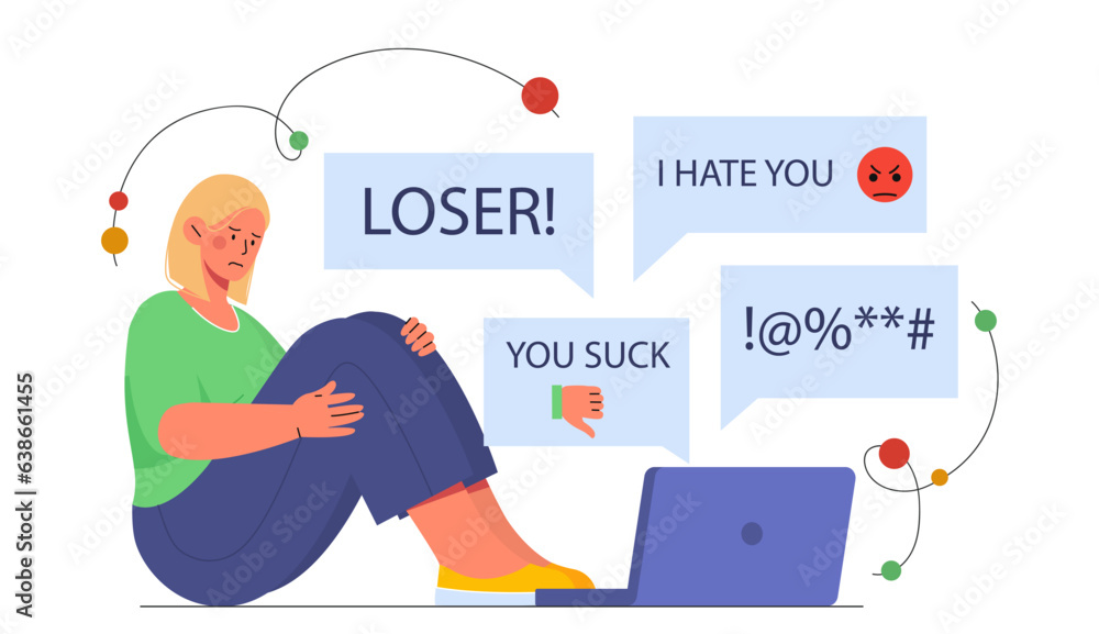 Obraz premium Woman with cyberbullying vector concept