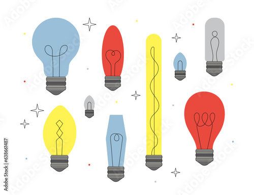 Set of different lamps vector concept