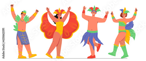 People at Rio Carnival vector set