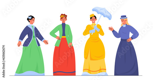 Victorian women vector set