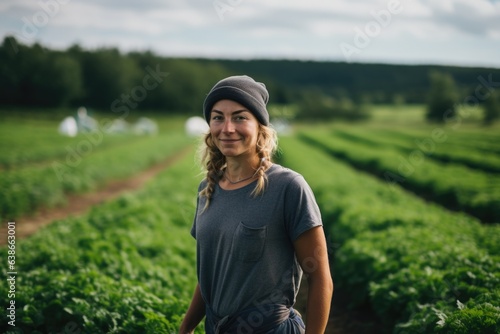 Young caucasian woman working on an organic farm