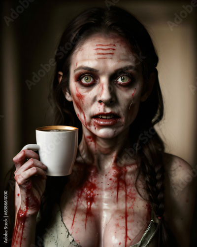 Zombie make up for a halloween party (costume of a she zombie) 