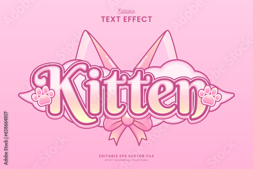 decorative editable pink kitten text effect vector design
