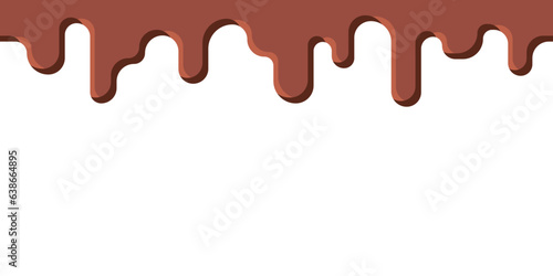 Simple vector dripping chocolate. Melted chocolate decoration. Chocolate sauce, syrup.
