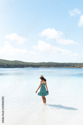 Woman standing in a lake