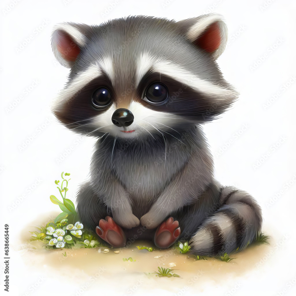 Digital illustration of a young Racoon