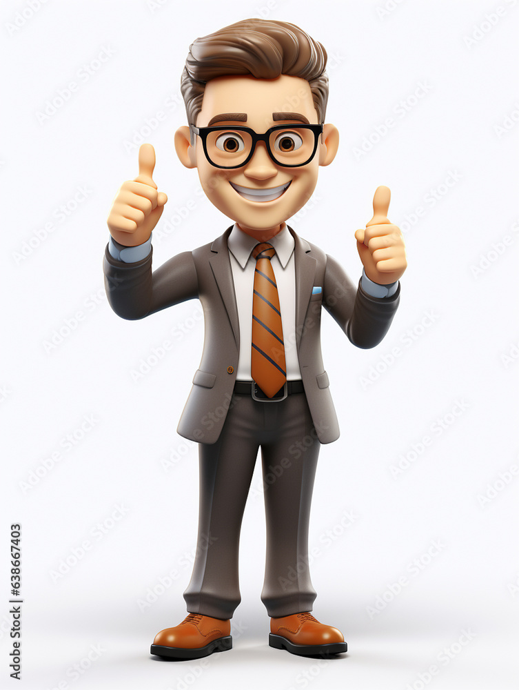 a happy 3d business man on transparent white background a happy 3d business man on transparent white background
