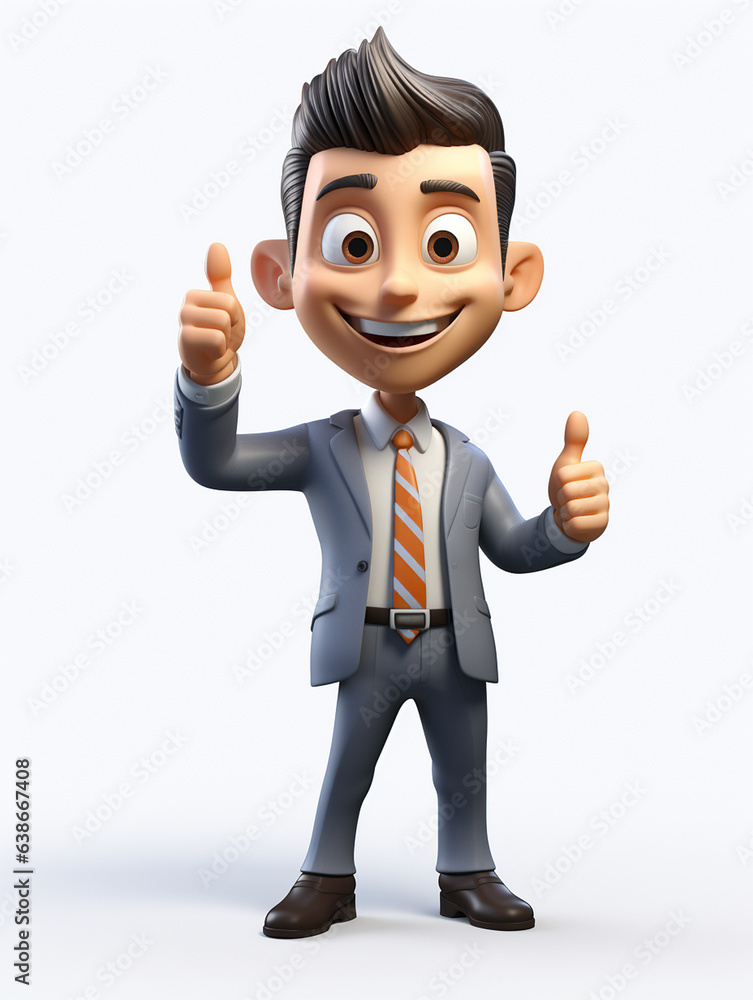 a happy 3d business man on transparent white background a happy 3d business man on transparent white background