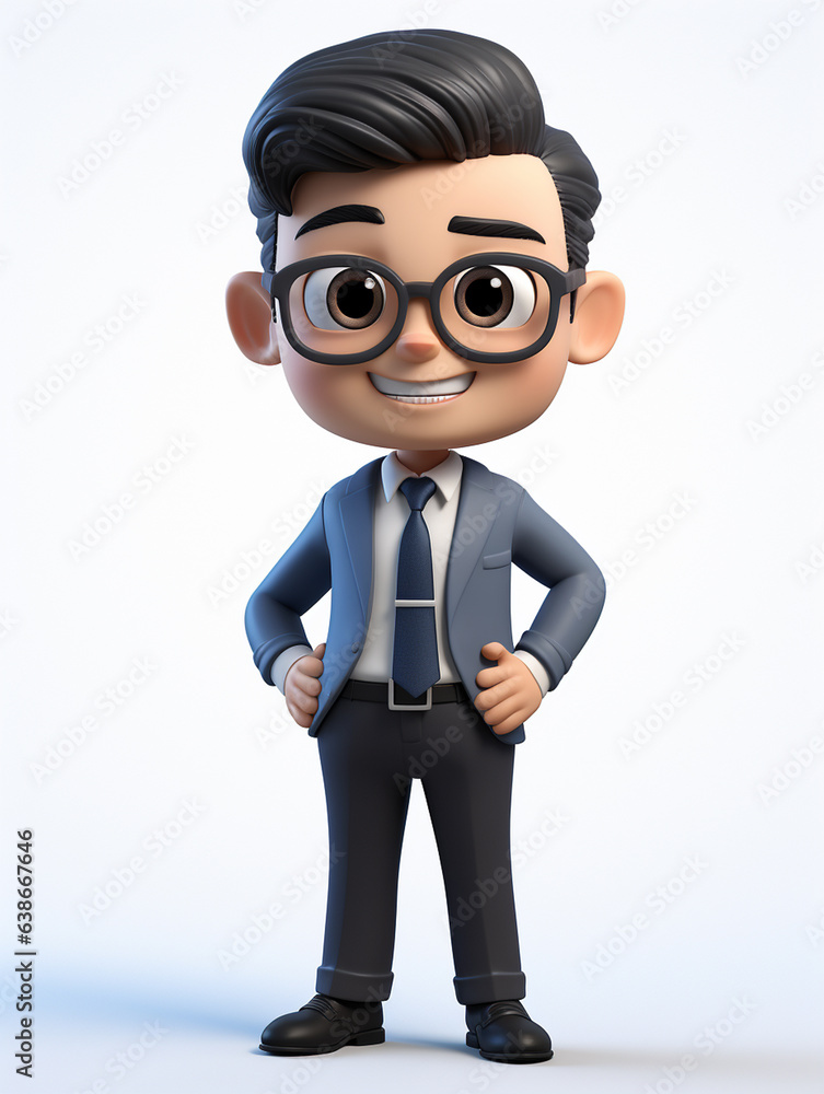 a happy 3d business man on transparent white background a happy 3d business man on transparent white background