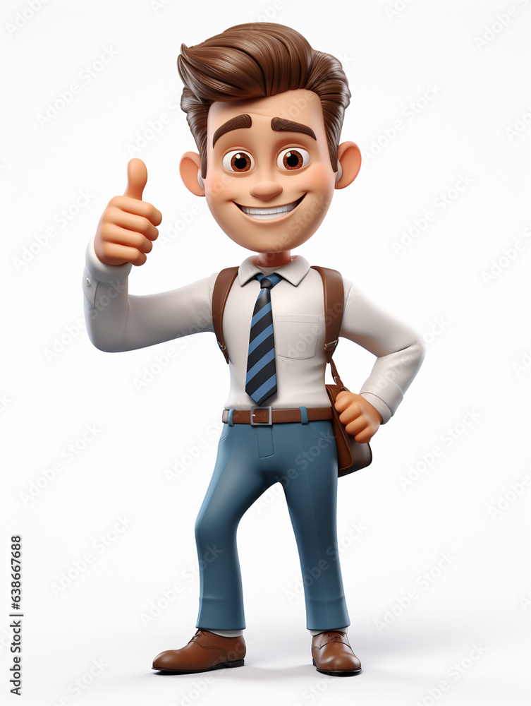 a happy 3d business man on transparent white background a happy 3d business man on transparent white background