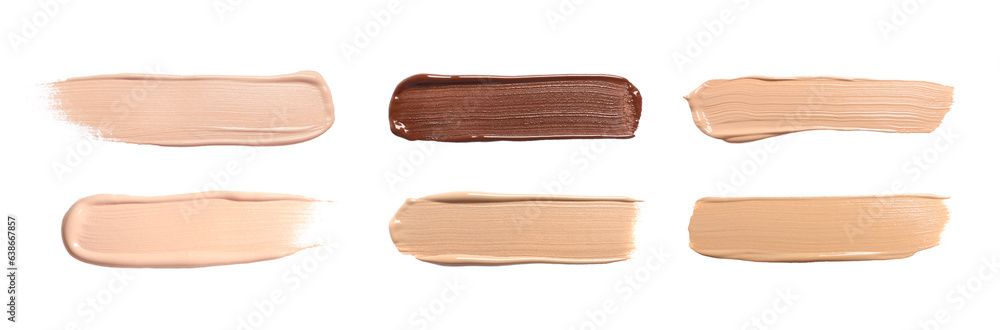 Set of foundation samples in different tones on white background Set of foundation samples in different tones on white background