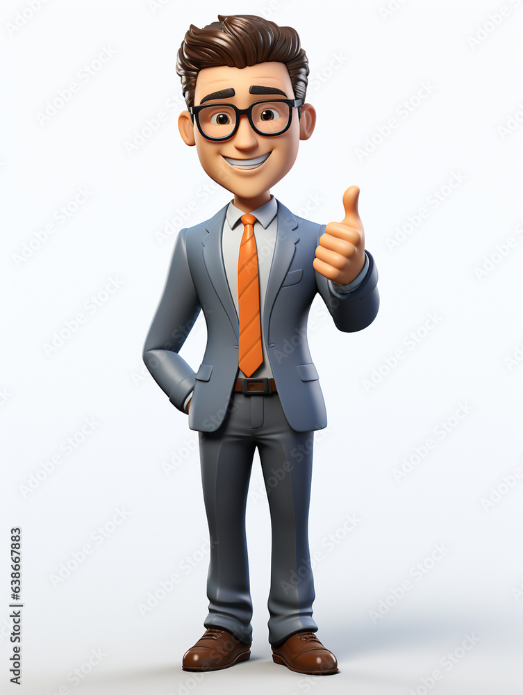 a happy 3d business man on transparent white background a happy 3d business man on transparent white background