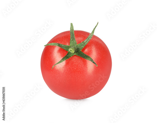 One red ripe cherry tomato isolated on white