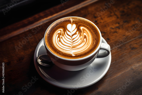 Fototapete A coffee-themed latte art .  international coffee day concept.