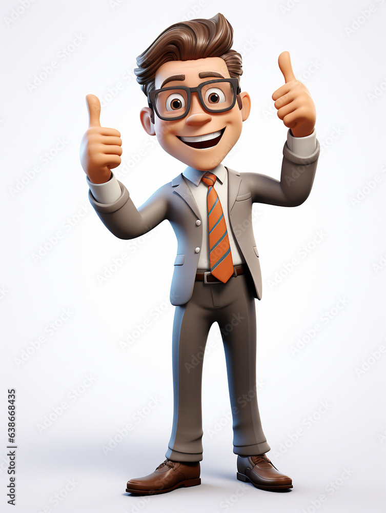 a happy 3d business man on transparent white background a happy 3d business man on transparent white background