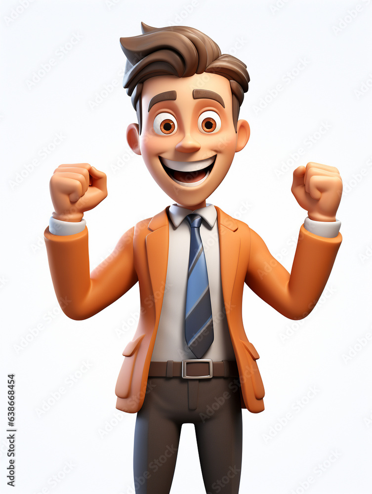 a happy 3d business man on transparent white background a happy 3d business man on transparent white background