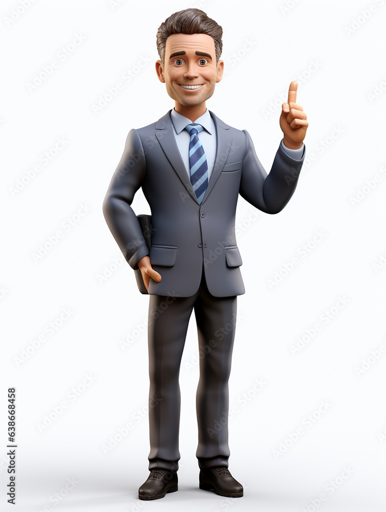 a happy 3d business man on transparent white background a happy 3d business man on transparent white background