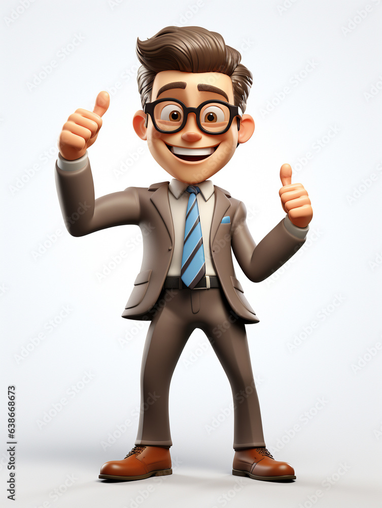 a happy 3d business man on transparent white background a happy 3d business man on transparent white background