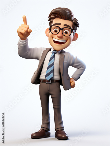 a happy 3d business man on transparent white background